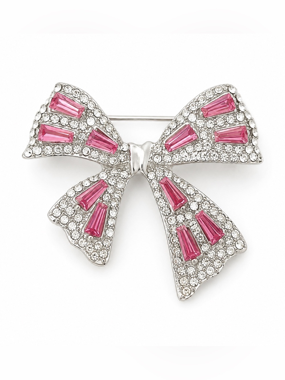 Crystal bow brooch